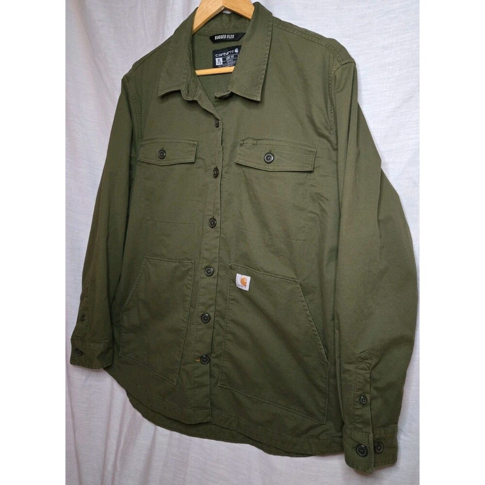 Carhartt Rugged Flex Women's Shirt Jacket Olive Green Loose Fit XL Utility - Picture 2 of 9